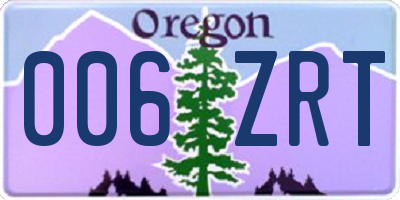 OR license plate 006ZRT