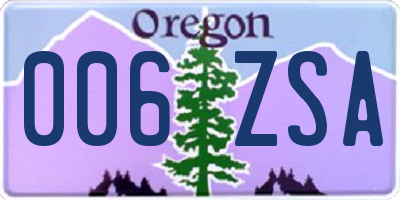 OR license plate 006ZSA