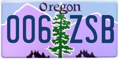 OR license plate 006ZSB