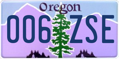 OR license plate 006ZSE