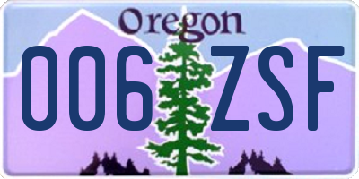 OR license plate 006ZSF