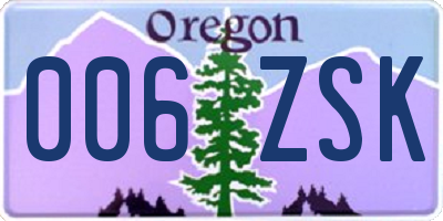 OR license plate 006ZSK
