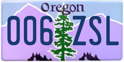 OR license plate 006ZSL