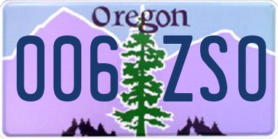 OR license plate 006ZSO