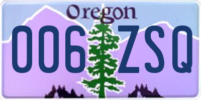 OR license plate 006ZSQ