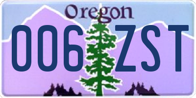 OR license plate 006ZST