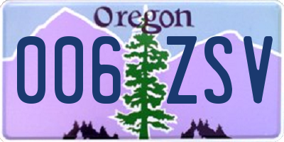 OR license plate 006ZSV