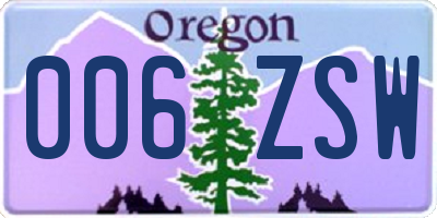 OR license plate 006ZSW
