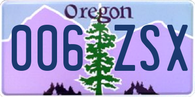 OR license plate 006ZSX