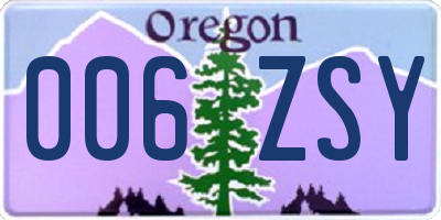 OR license plate 006ZSY