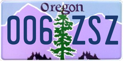 OR license plate 006ZSZ