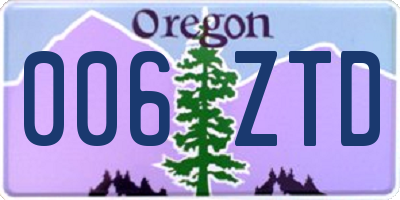 OR license plate 006ZTD
