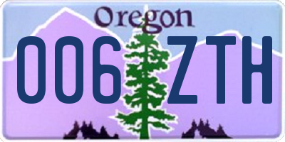 OR license plate 006ZTH