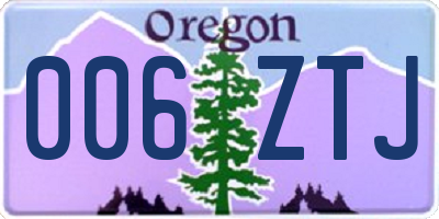 OR license plate 006ZTJ