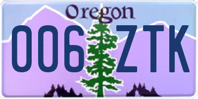 OR license plate 006ZTK