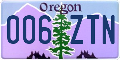 OR license plate 006ZTN