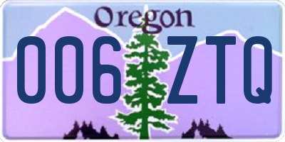 OR license plate 006ZTQ
