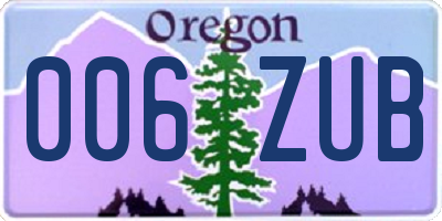 OR license plate 006ZUB