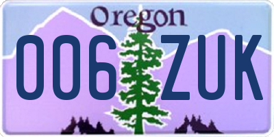 OR license plate 006ZUK