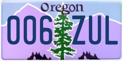 OR license plate 006ZUL