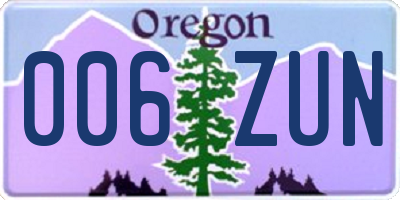 OR license plate 006ZUN