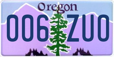 OR license plate 006ZUO