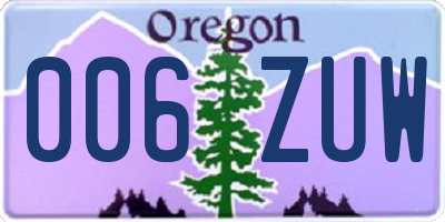OR license plate 006ZUW