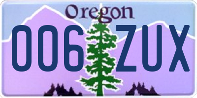 OR license plate 006ZUX