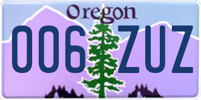 OR license plate 006ZUZ