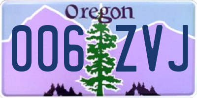 OR license plate 006ZVJ