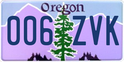OR license plate 006ZVK