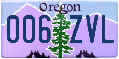 OR license plate 006ZVL