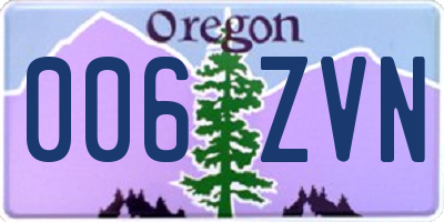 OR license plate 006ZVN