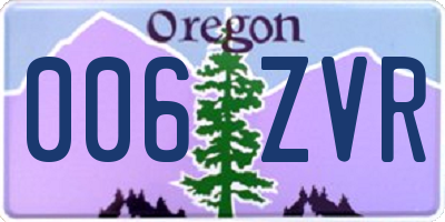 OR license plate 006ZVR