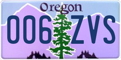 OR license plate 006ZVS