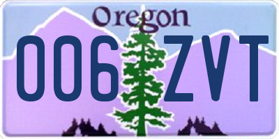 OR license plate 006ZVT