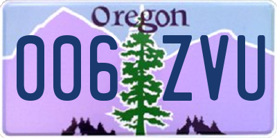 OR license plate 006ZVU