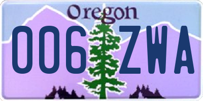 OR license plate 006ZWA