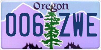 OR license plate 006ZWE