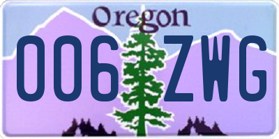OR license plate 006ZWG