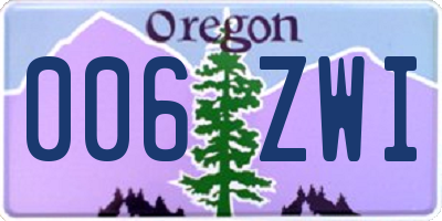 OR license plate 006ZWI