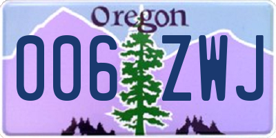OR license plate 006ZWJ