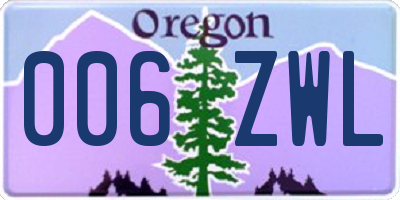 OR license plate 006ZWL