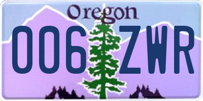 OR license plate 006ZWR