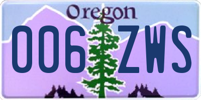 OR license plate 006ZWS