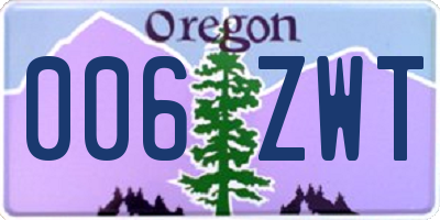 OR license plate 006ZWT
