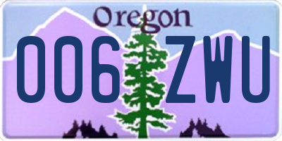 OR license plate 006ZWU