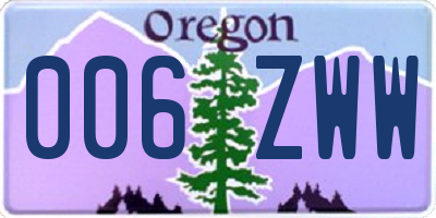 OR license plate 006ZWW
