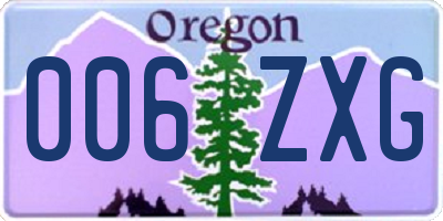 OR license plate 006ZXG