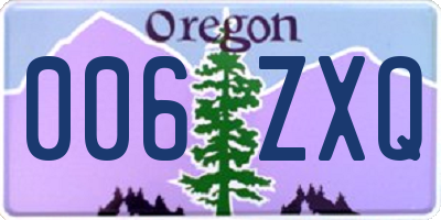 OR license plate 006ZXQ